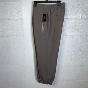 Alfani Mens Stretch Pleated Casual Jogger Pants Taupe Heather Large $75